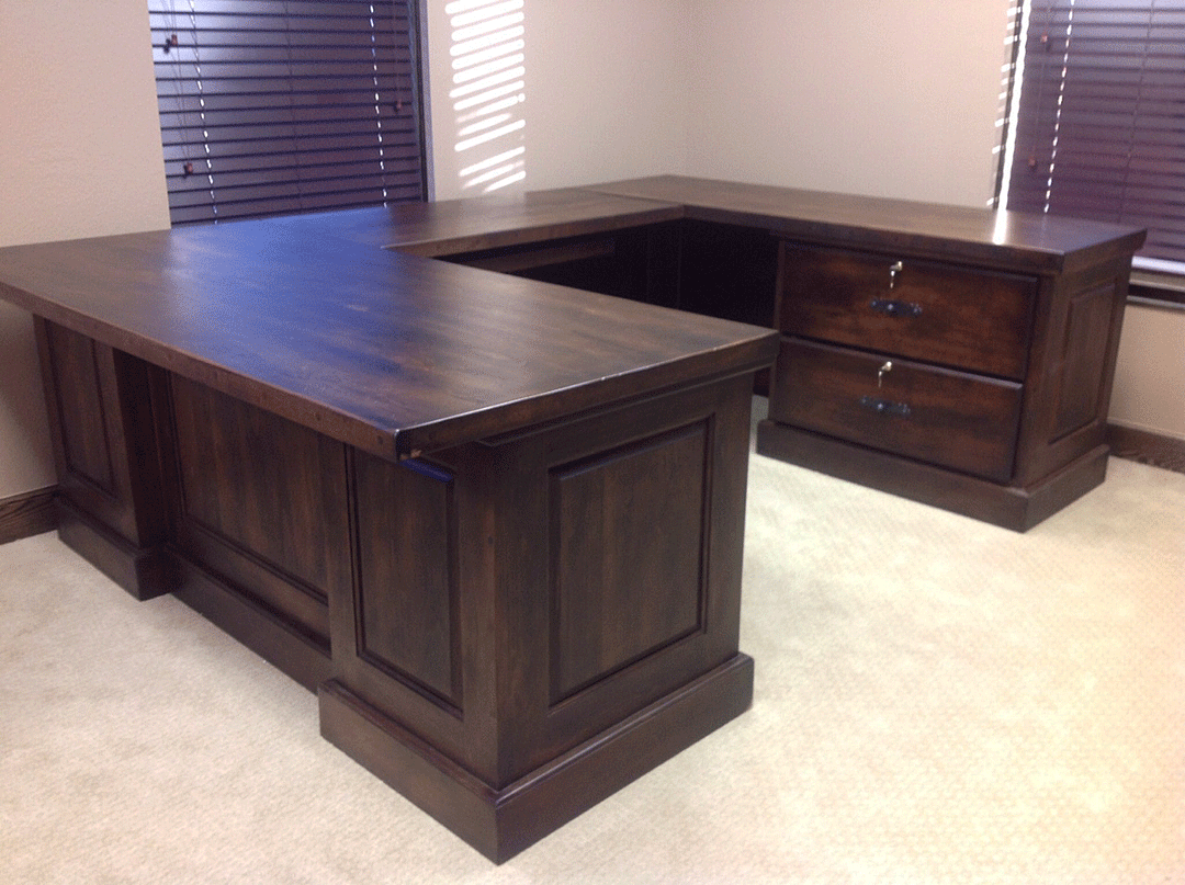 Wrapped Office Table Solid Alder Wood U-Shaped Office Desk | Rustic Upscale Furniture – Hat ...