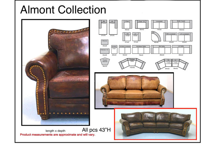 Almont Red Rustic Leather Sofa