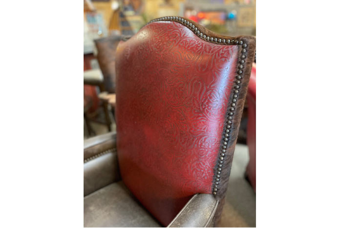 Barron Executive Office Chair - Tooled Red Leather and Cowhide