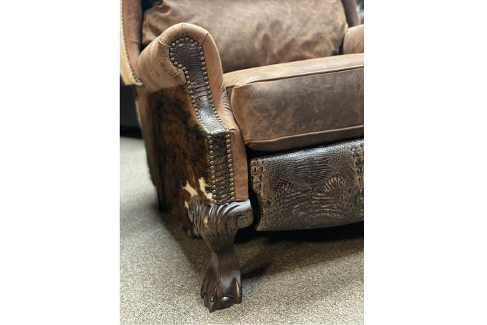 Bronco Push Back Recliner with Gator and Cowhide