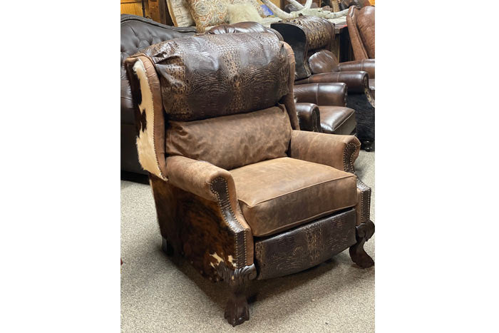 Bronco Push Back Recliner with Gator and Cowhide