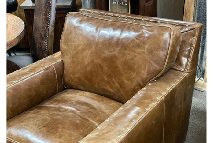 Cambridge Sycamore Leather Chair and Ottoman