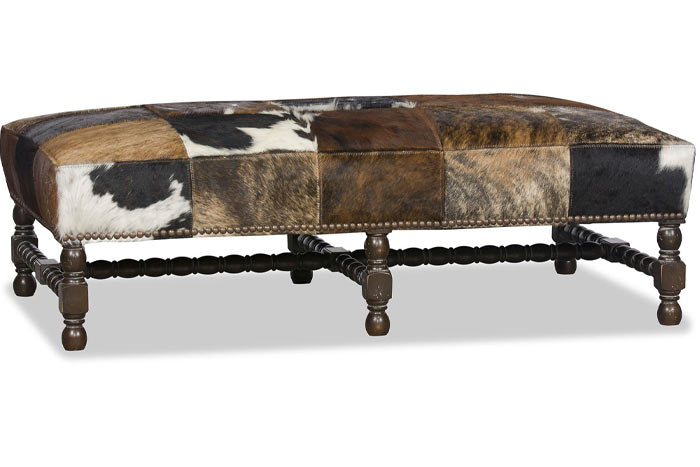 Constantine Cowhide Patchwork Bench - Large