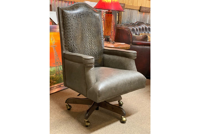 Gray Gator Leather Office Chair