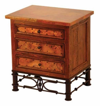Copper-Top 3-Drawer Nightstand