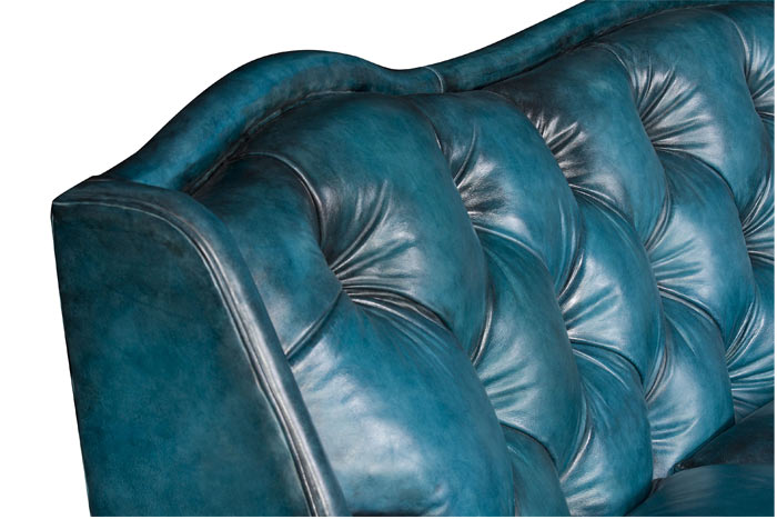 Barton Turquoise Leather Sofa
